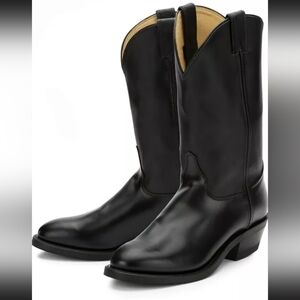 Justin Men 3040J Western Collection 12" Black Leather Pull-On Round Toe Sz 9-3E